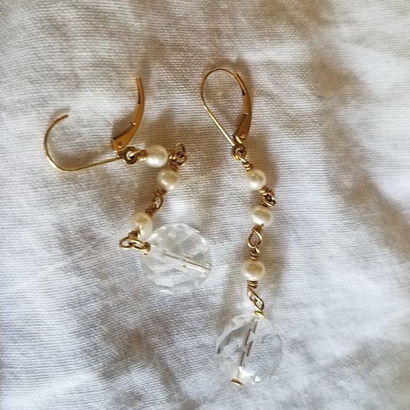 Pearls with Lucite Clear Necklace Earrings Set💋💋 - Picture 10 of 11